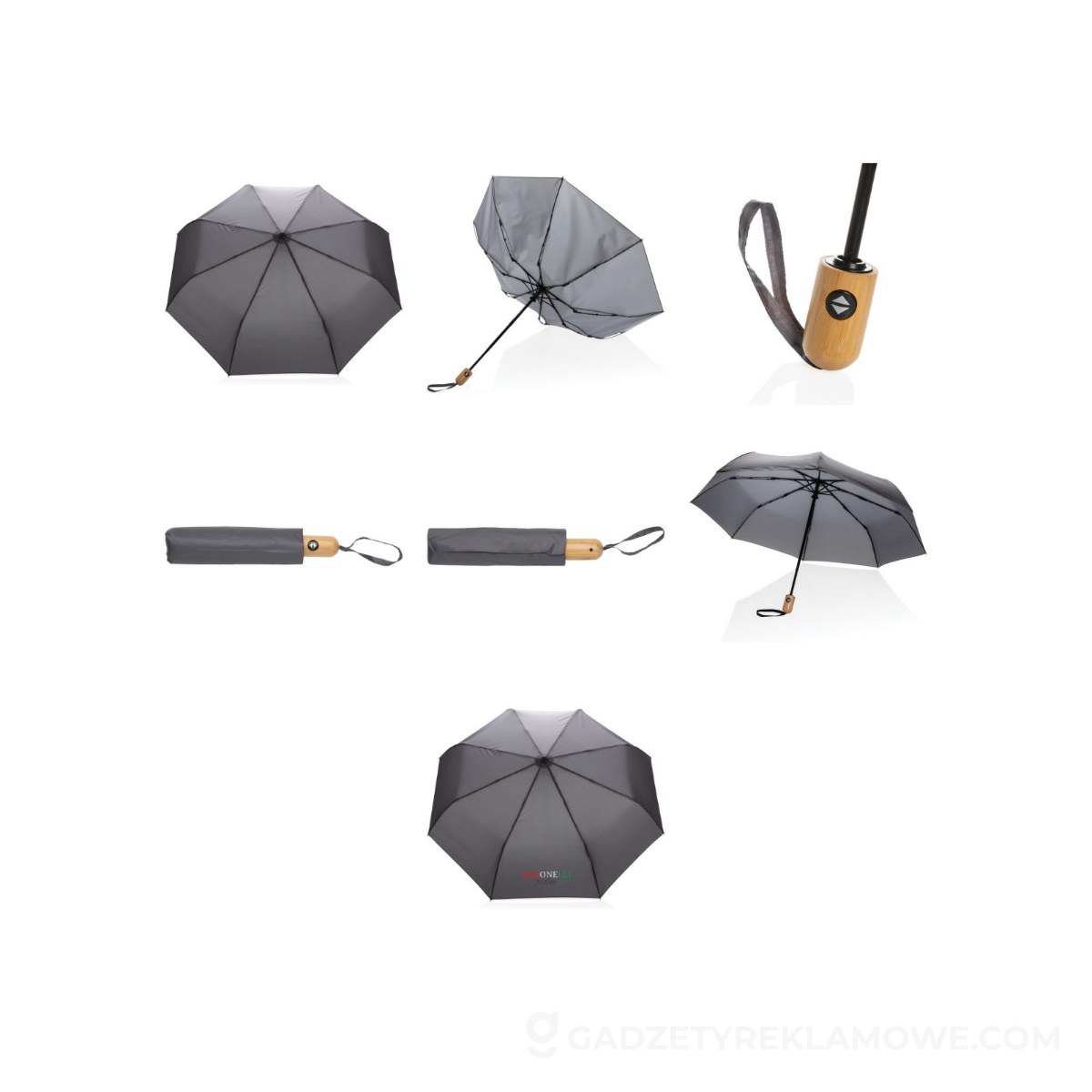 Bambusowy parasol automatyczny 21" Impact AWARE™ rPET - szary