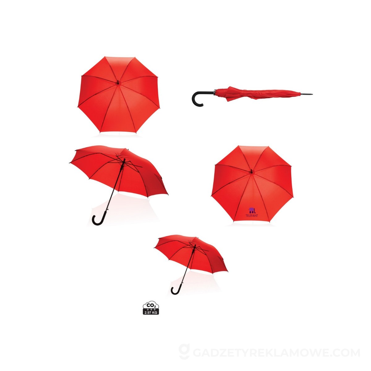 Parasol automatyczny 23" Impact AWARE™ rPET - czerwony