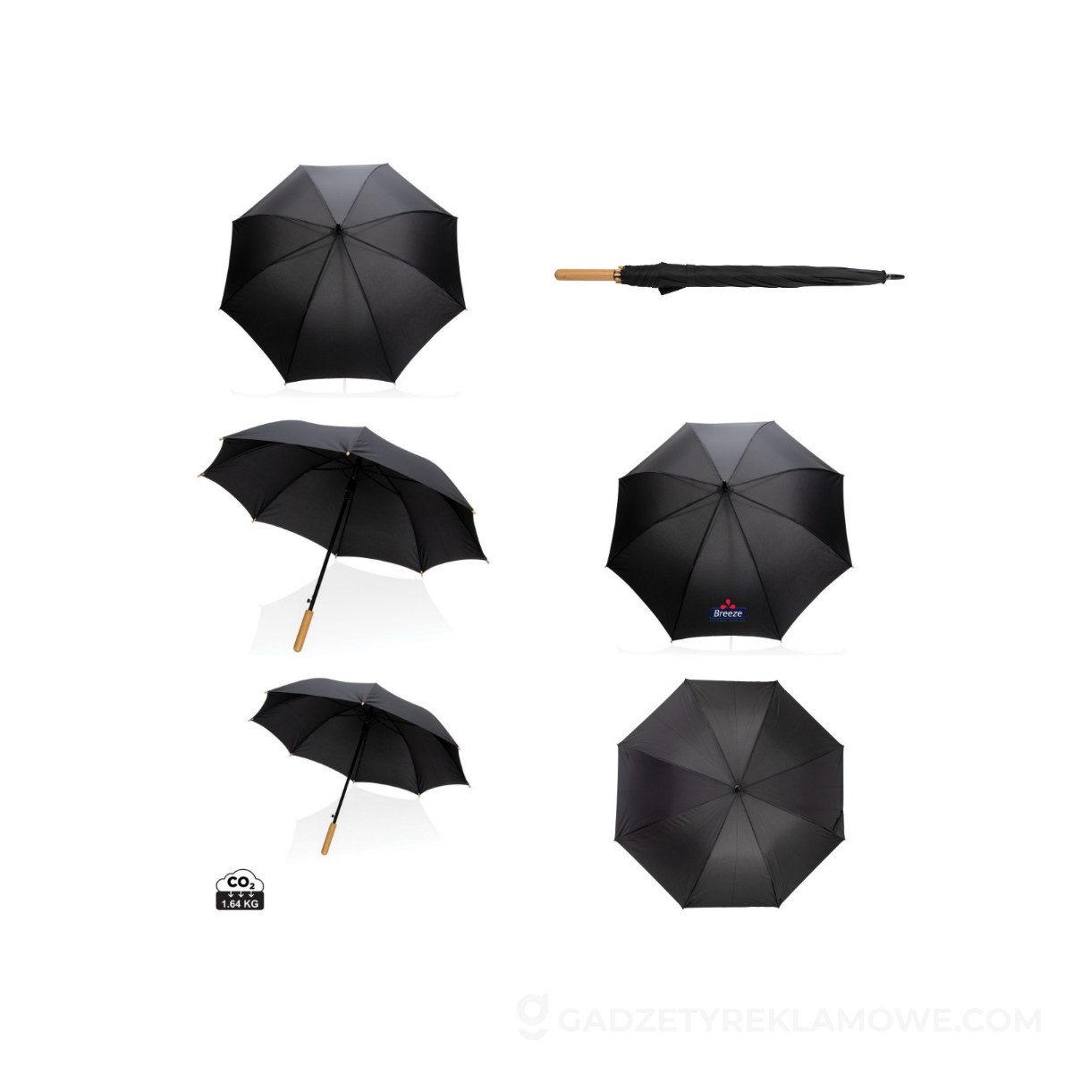 Bambusowy parasol automatyczny 23" Impact AWARE™ rPET - czarny