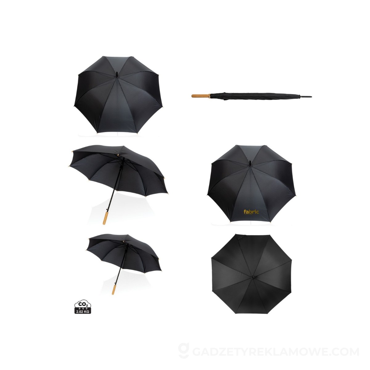 Bambusowy parasol automatyczny 27" Impact AWARE™ rPET - czarny