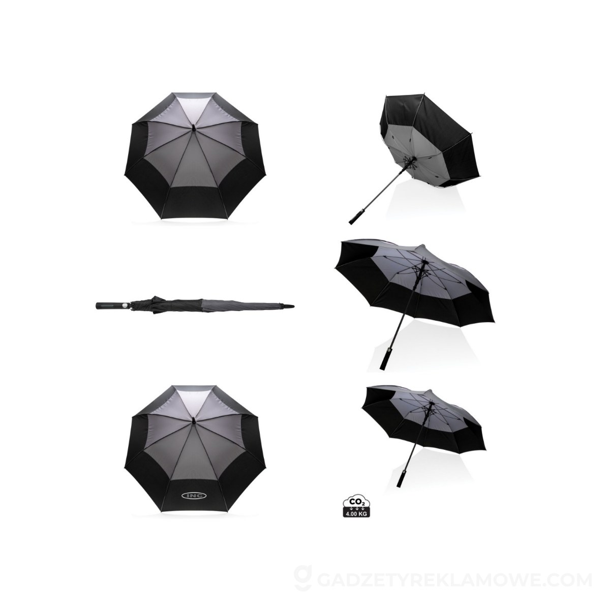 Parasol sztormowy 27", automatyczny Impact AWARE™ rPET - szary