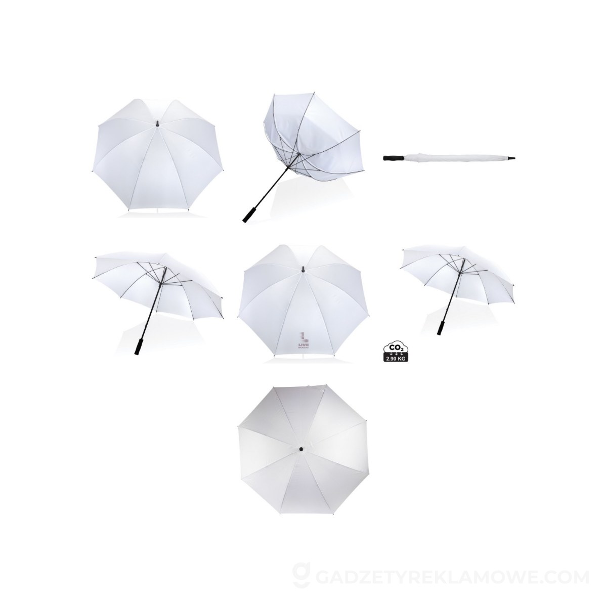 Parasol sztormowy 30" Impact AWARE™ rPET - biały
