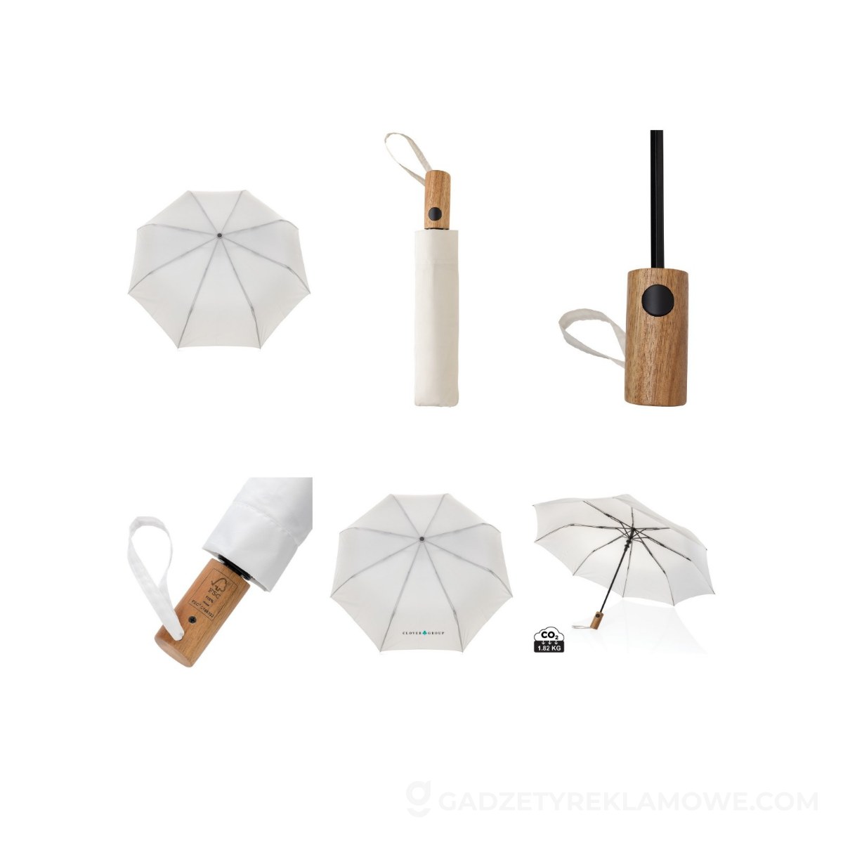 Mały parasol automatyczny 21" Kaycey AWARE™ RPET - beżowy