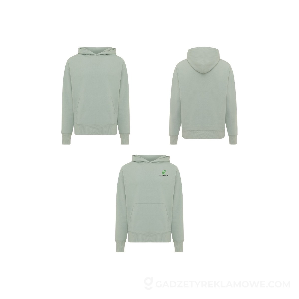 AXP-T9402-023-S-wariantu-watermark Luźna bluza z kapturem z bawełny z recyklingu Iqoniq Yoho - zielona