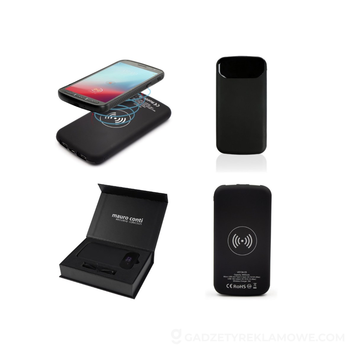 AXP-V0134-03-wariantu-watermark Powerbank Mauro Conti Eric 8000 mAh z ładowaniem indukcyjnym 5 W - czarny