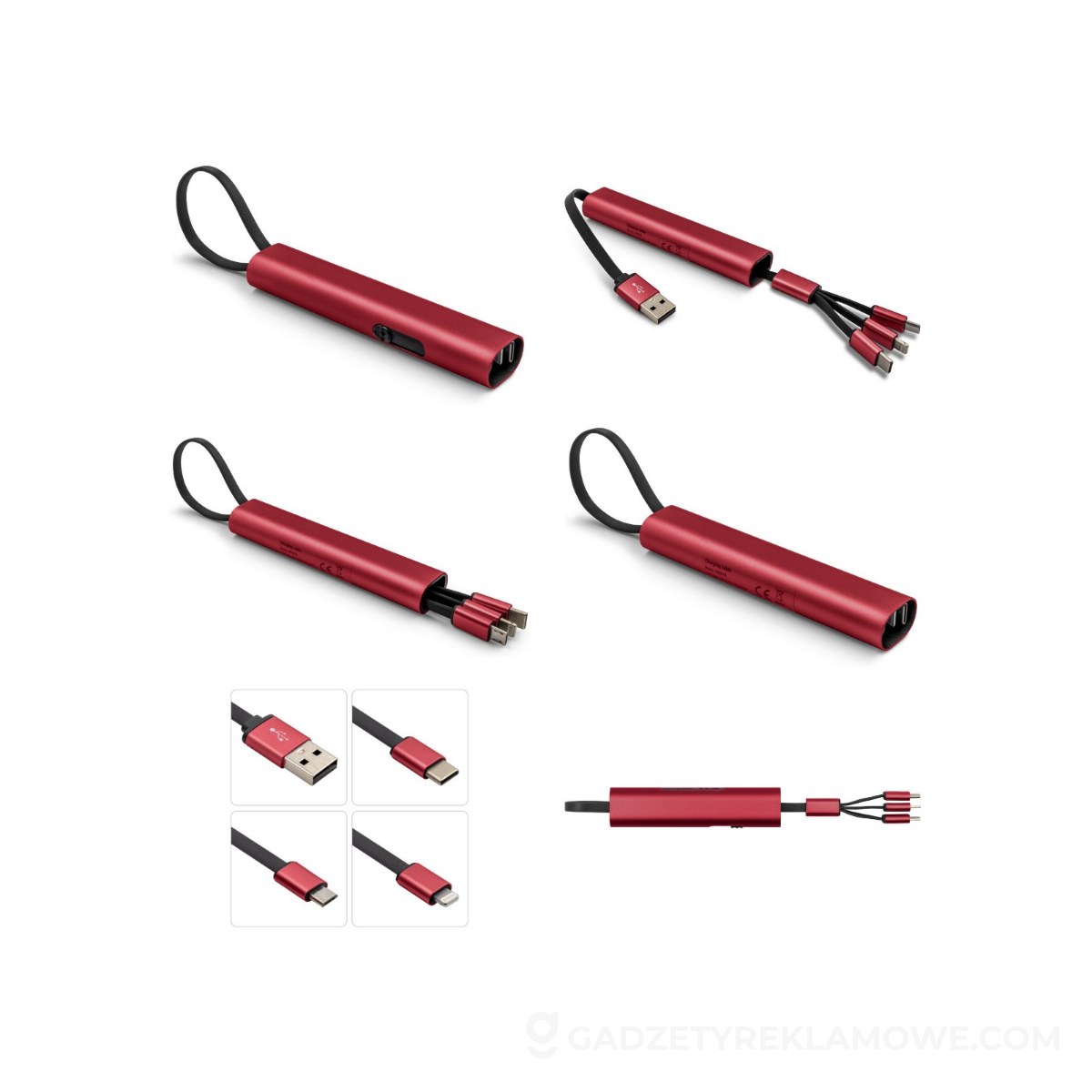 Kabel do ładowania i synchronizacji | Evelyn - czerwony