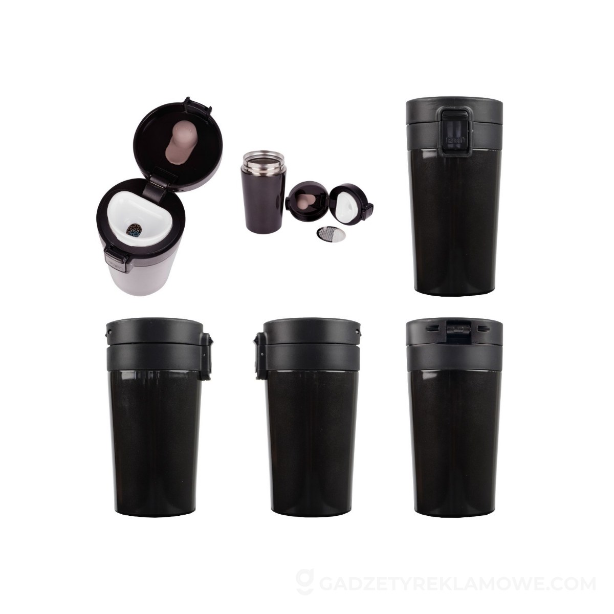 Kubek termiczny z sitkiem Laura 300 ml - czarny