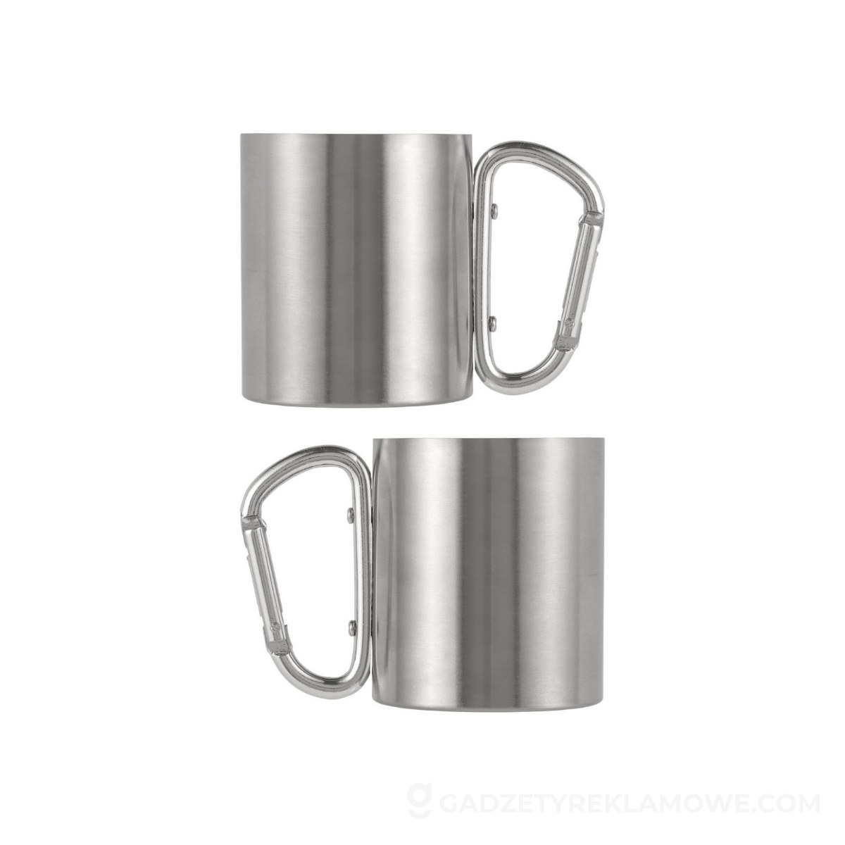 Metalowy kubek 185 ml z karabińczykiem - srebrny