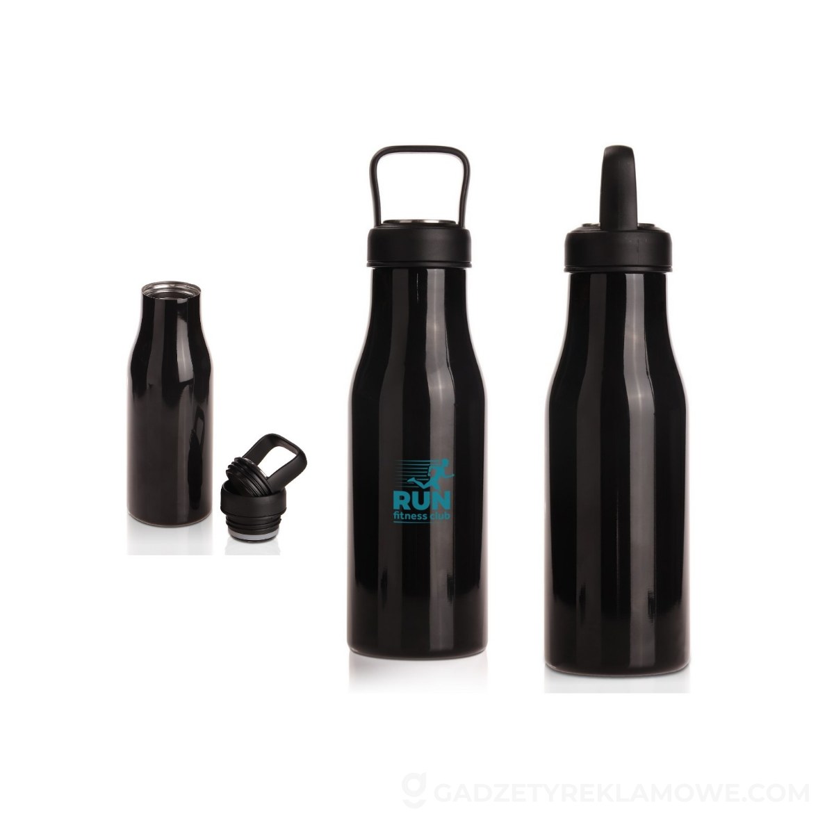 Butelka termiczna 500 ml Air Gifts, pojemnik w zakrętce | Jessica - czarna