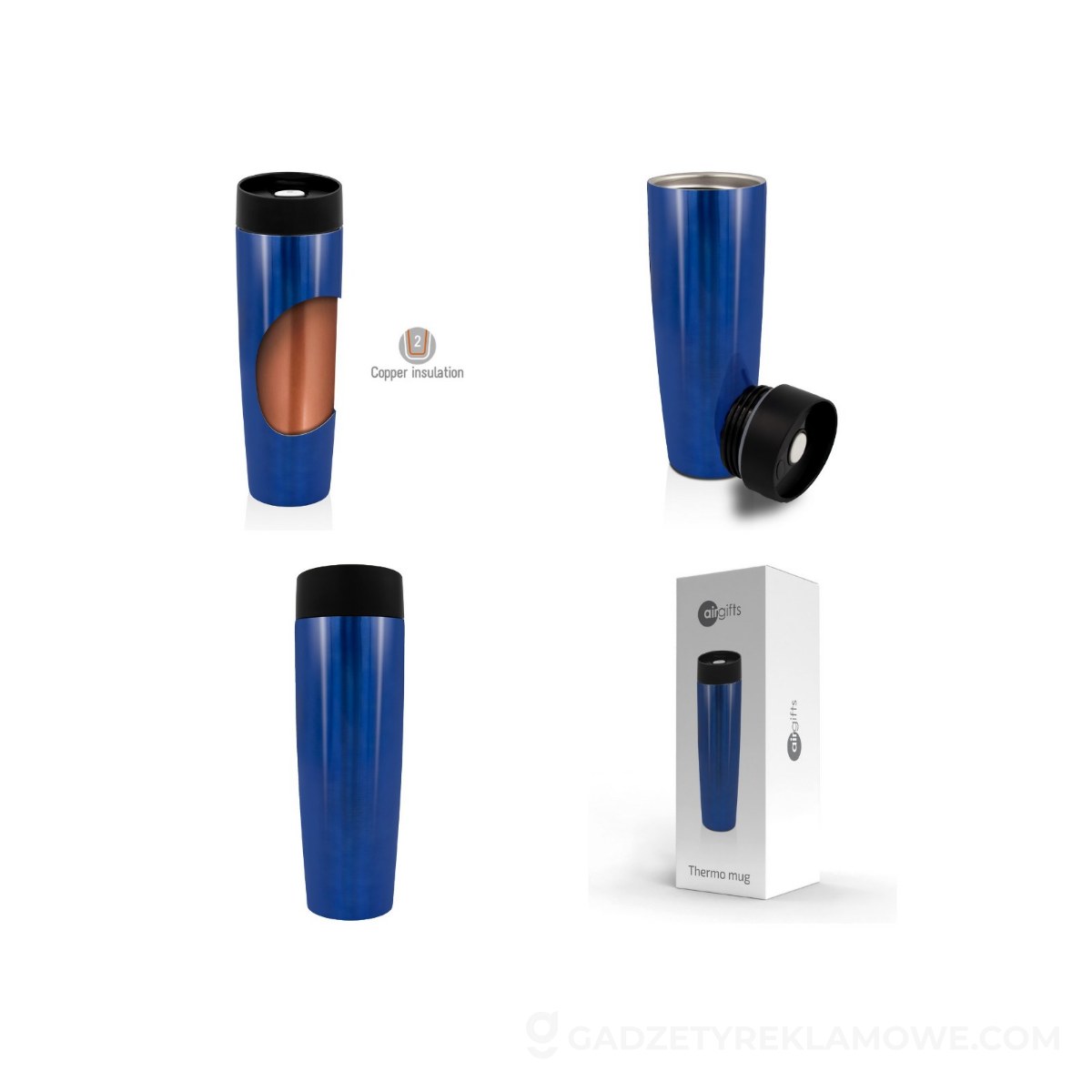 Kubek termiczny 500 ml Air Gifts | Elizabeth - granatowy