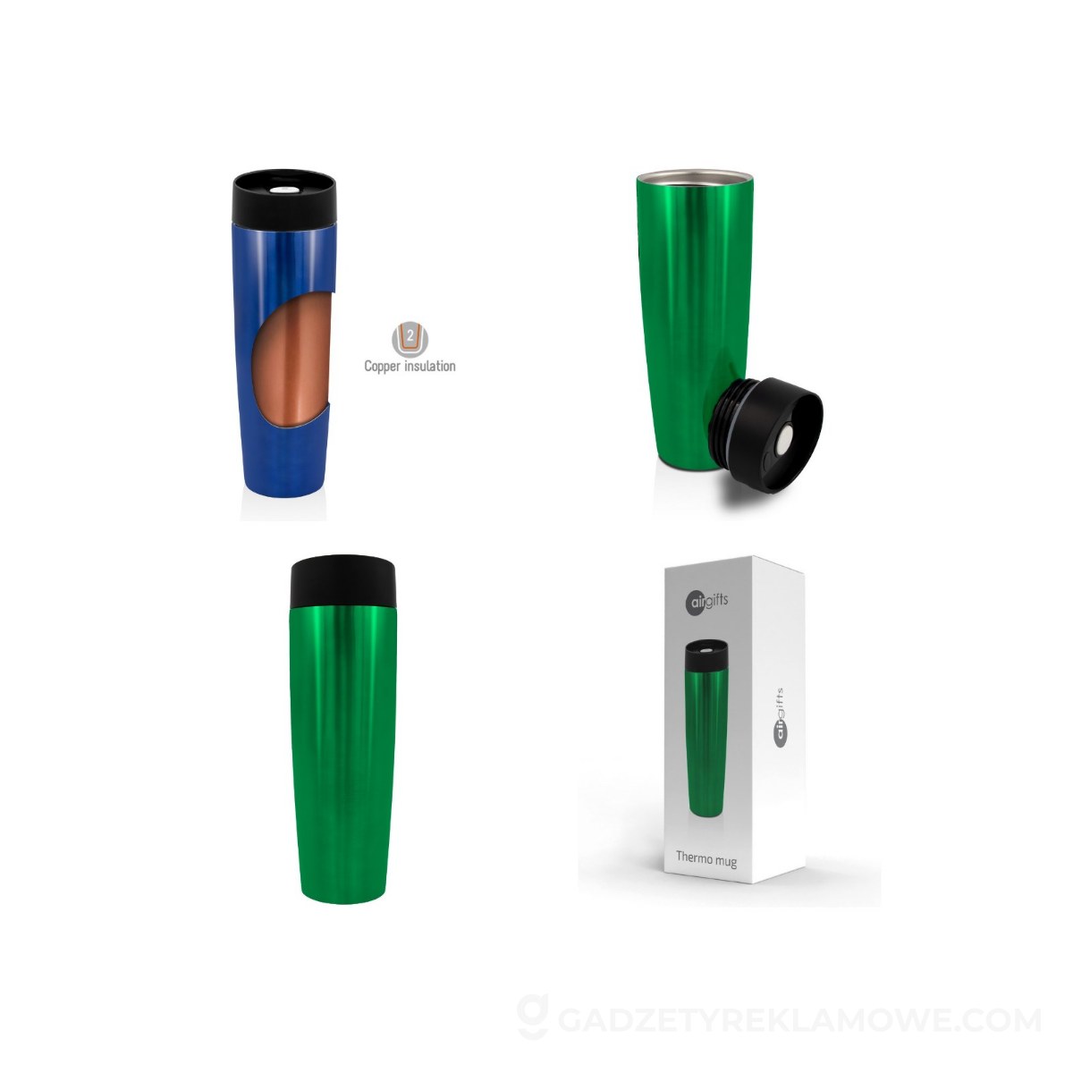 Kubek termiczny 500 ml Air Gifts | Elizabeth - zielony