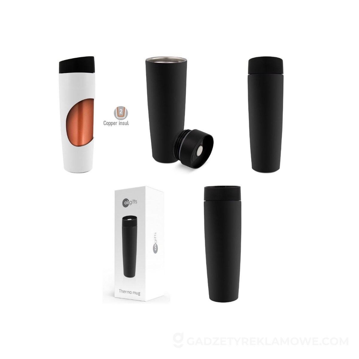 Kubek termiczny 500 ml Air Gifts | Anthony - czarny
