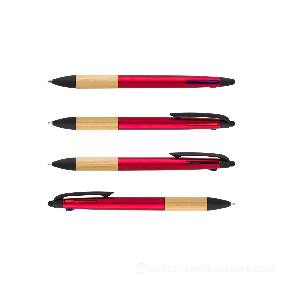 Długopis, wielokolorowy wkład, touch pen - czerwony