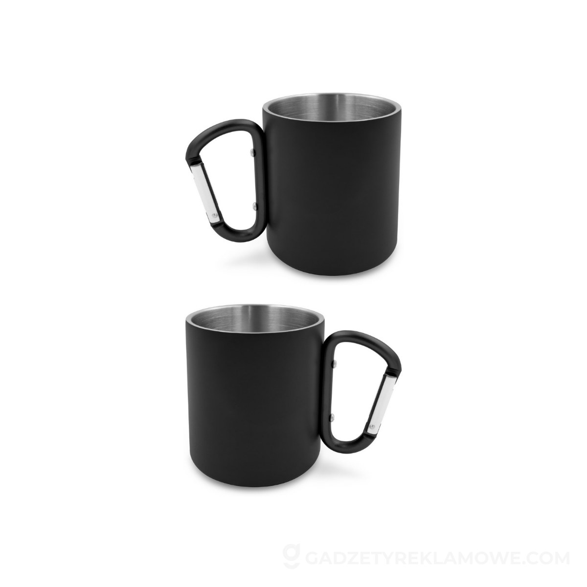 Kubek stalowy Pari 280 ml z karabińczykiem - czarny