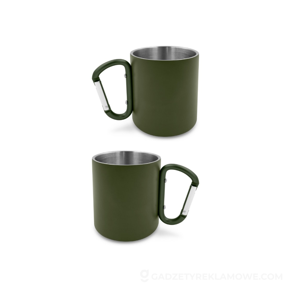 Kubek stalowy Pari 280 ml z karabińczykiem - zielony