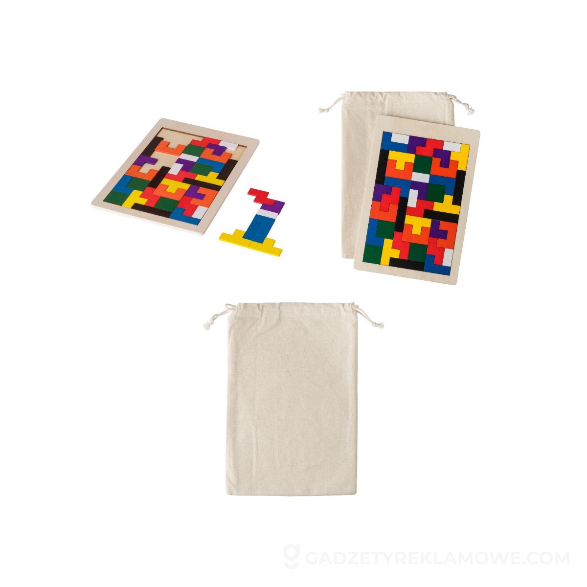 Puzzle drewniane 40 elementów - brązowe