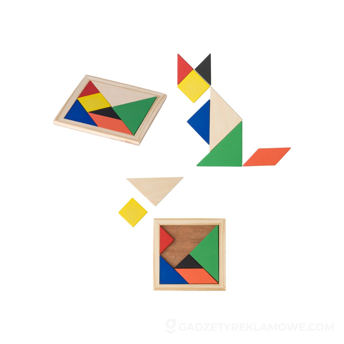Puzzle tangram, 7 el. - brązowe