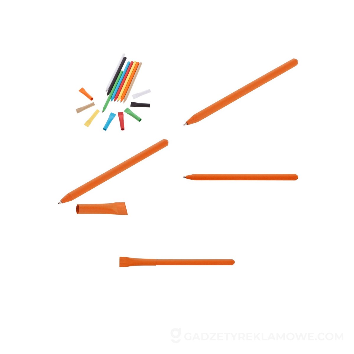 Długopis ze zrolowanego papieru z zatyczką | Debra - pomarańczowy