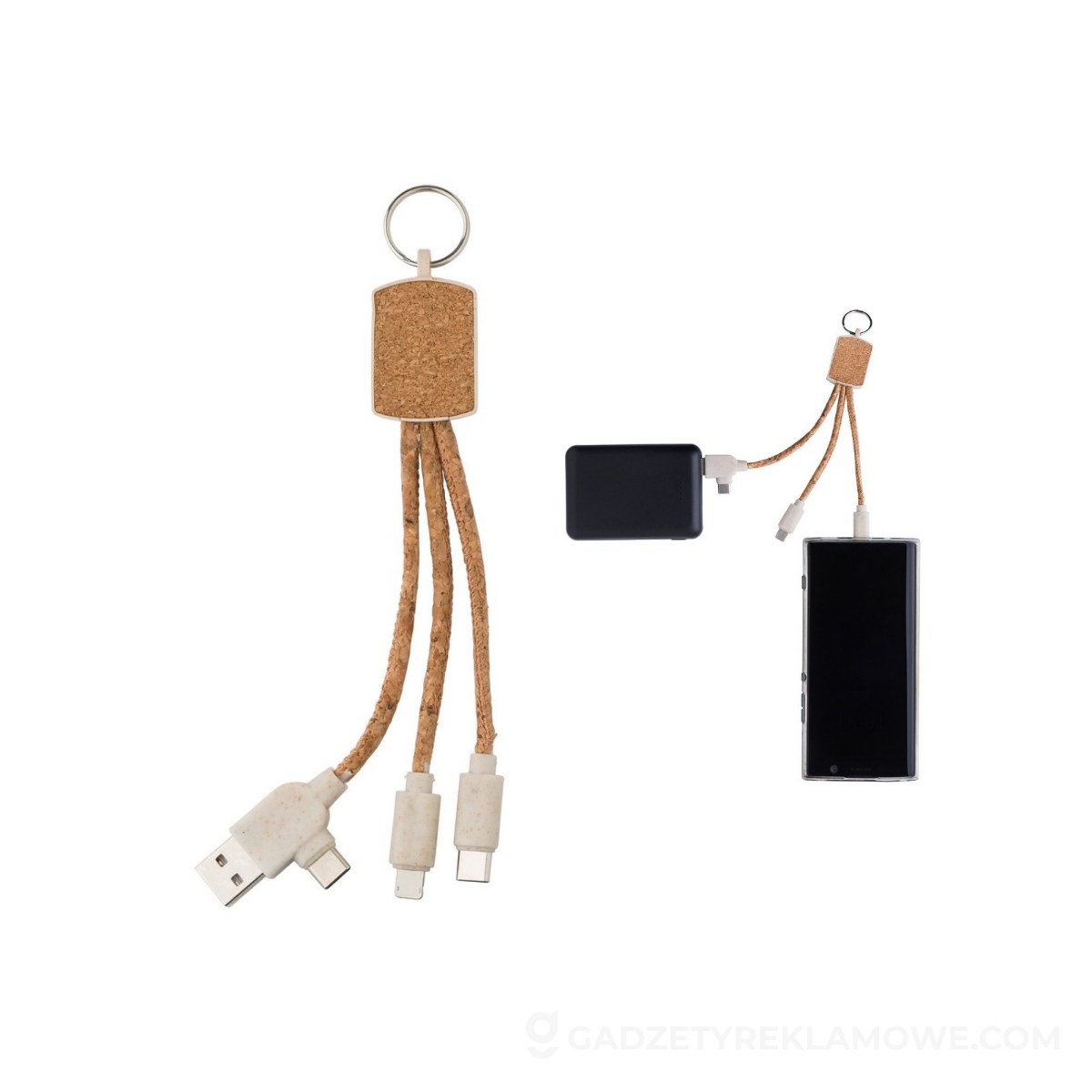 Korkowy kabel do ładowania - brązowy