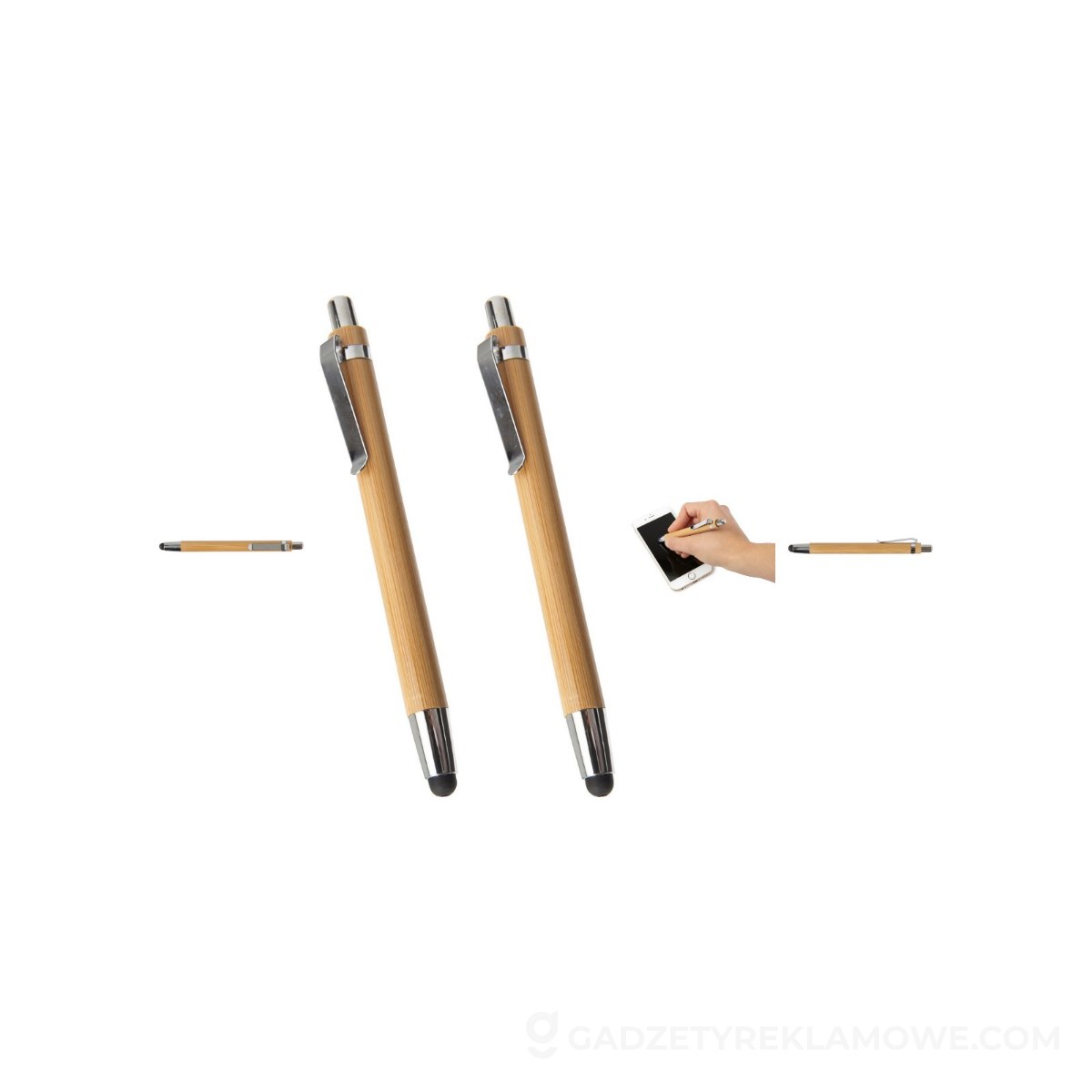 Bambusowy długopis, touch pen - brązowy
