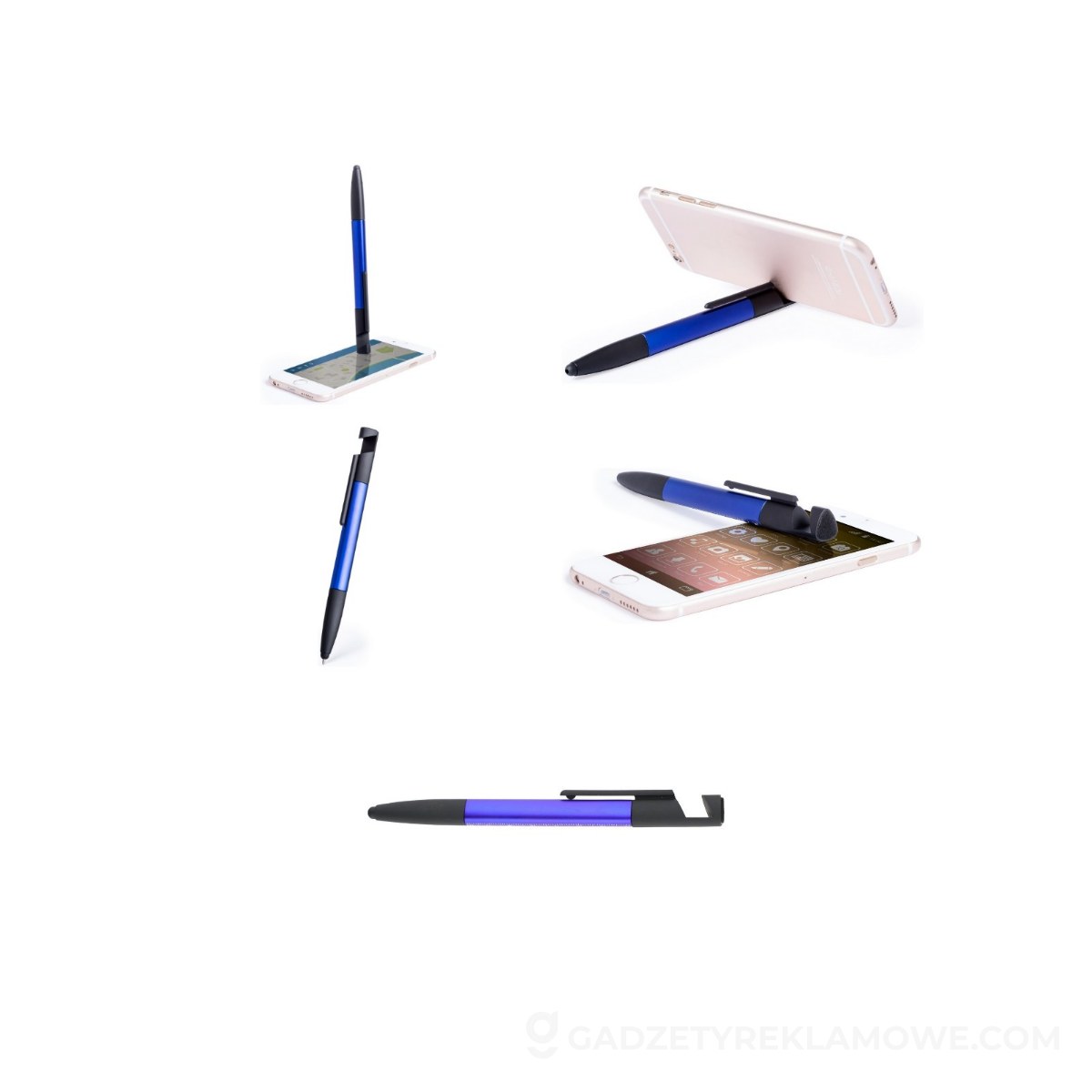 Długopis wielofunkcyjny, czyścik do ekranu, linijka, stojak na telefon, touch pen, śrubokręty - granatowy