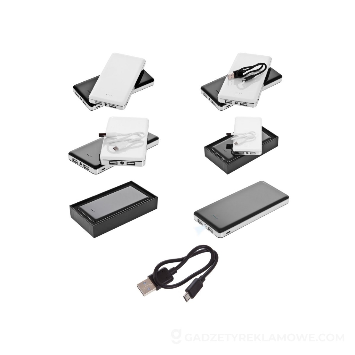 Powerbank 12000 mAh z lampką Sawyer - czarny