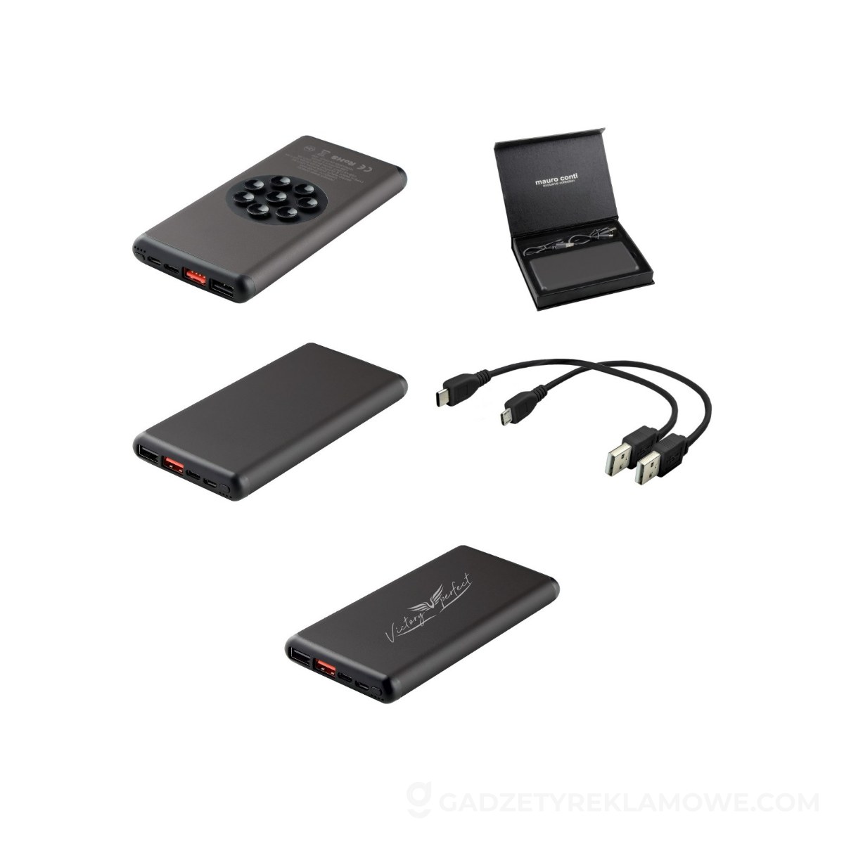 AXP-V4833-03-wariantu-watermark Powerbank Mauro Conti Stef 10 000 mAh z indukcją 10 W i przyssawkami - czarny