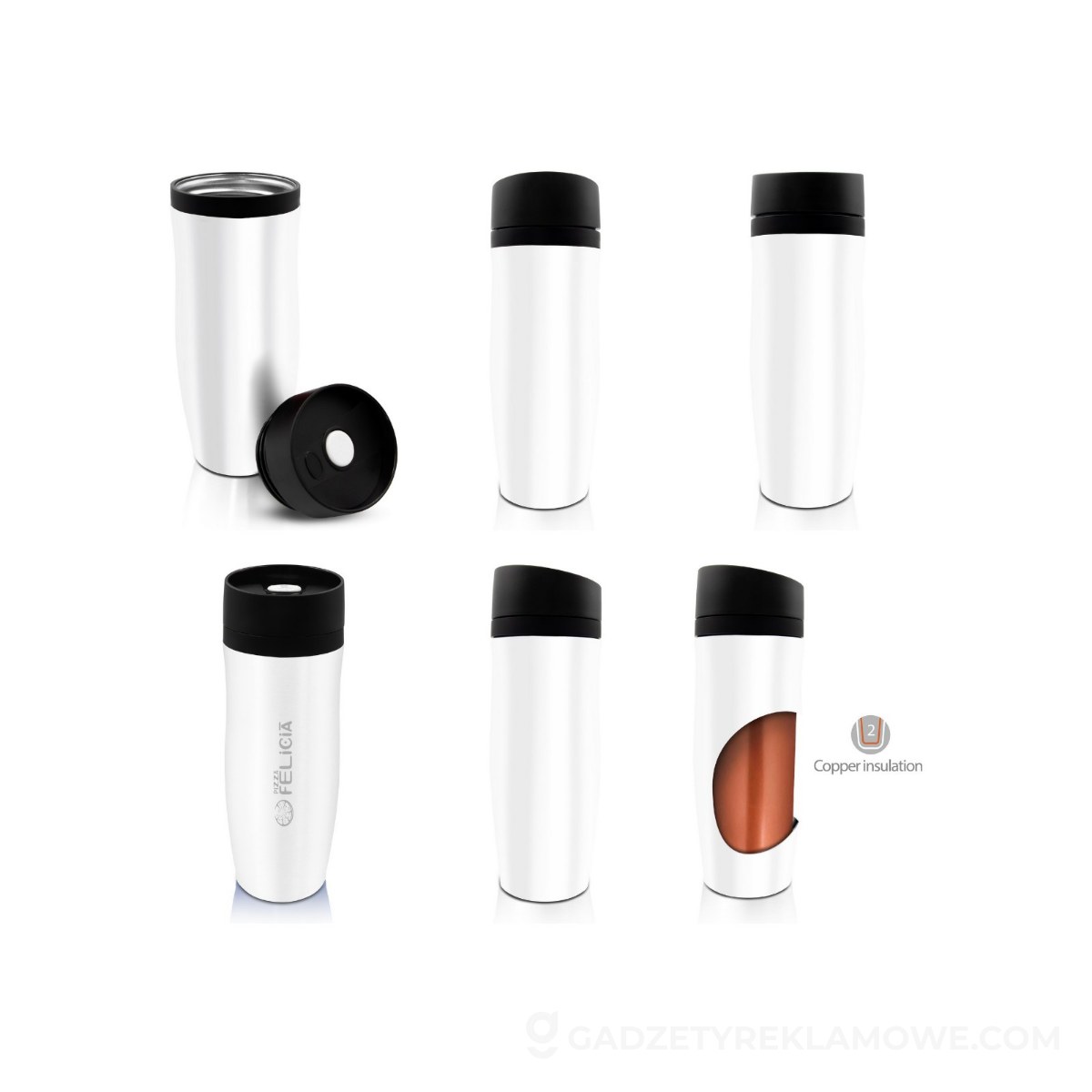 Kubek termiczny 375 ml Air Gifts | Jackson - biały