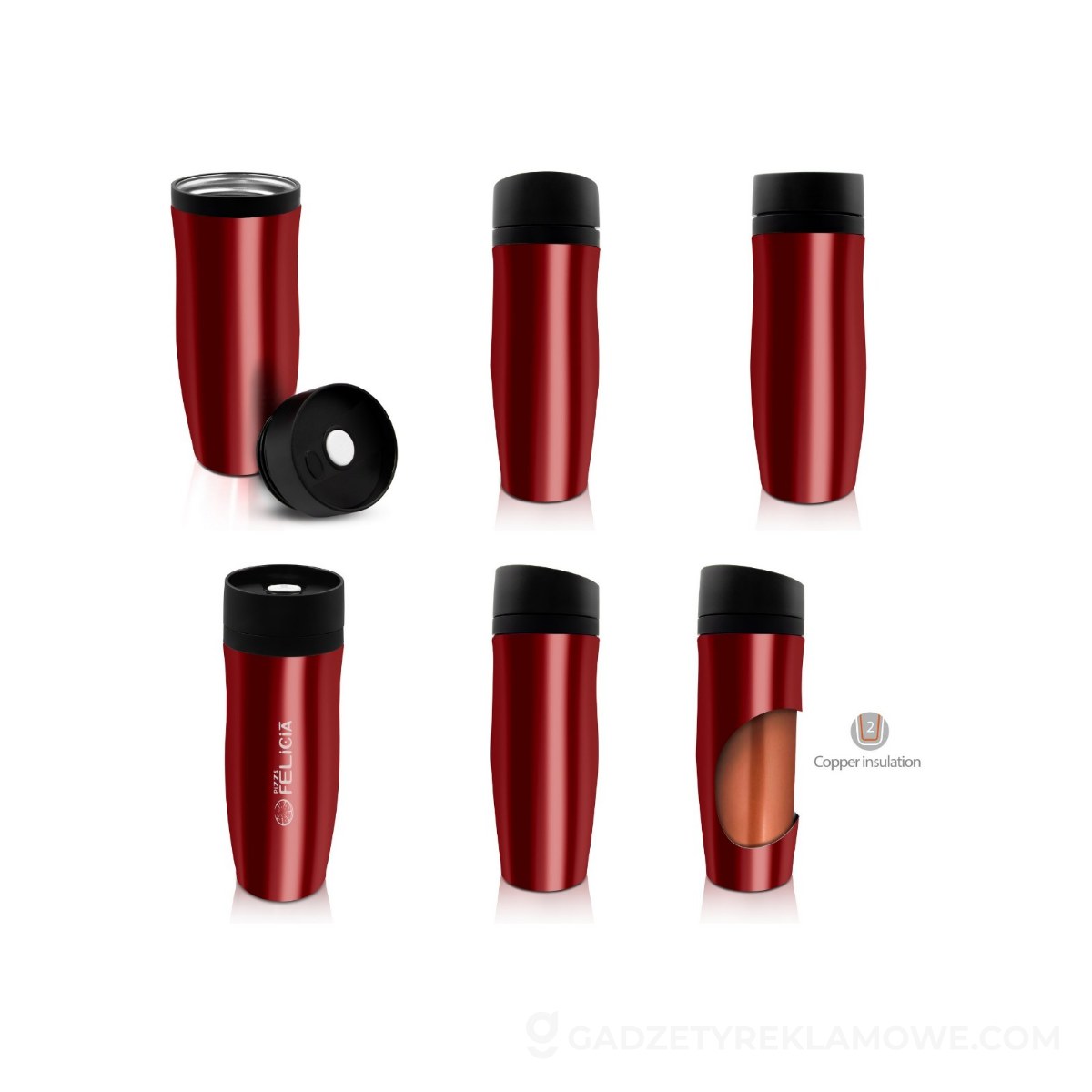 Kubek termiczny 375 ml Air Gifts | Jackson - czerwony