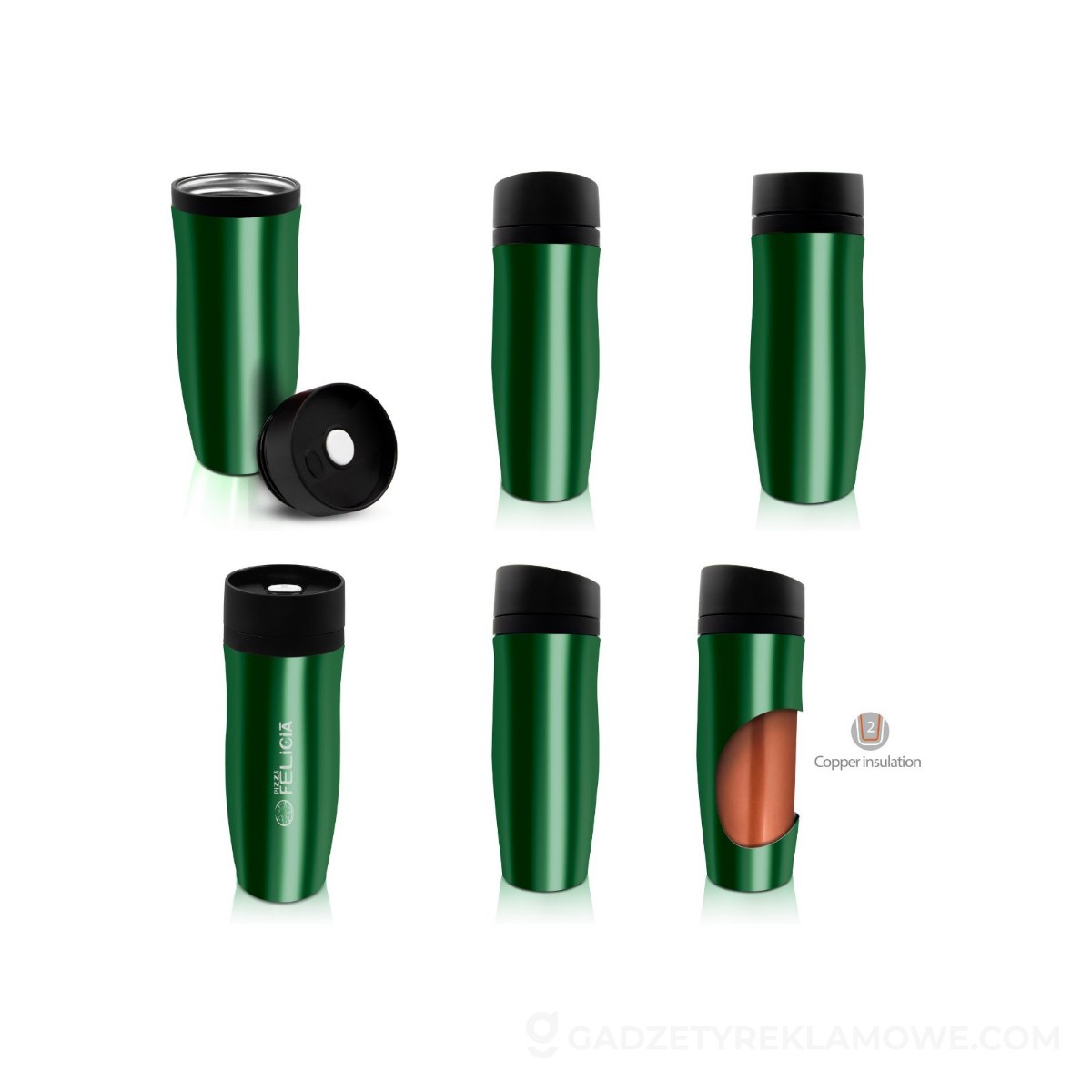 Kubek termiczny 375 ml Air Gifts | Jackson - zielony