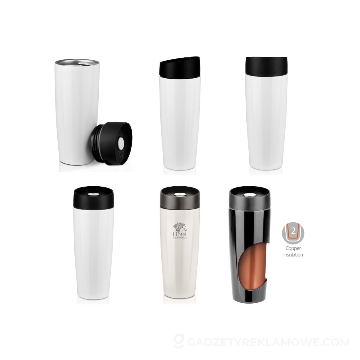 Kubek termiczny 375 ml Air Gifts | Lottie - biały