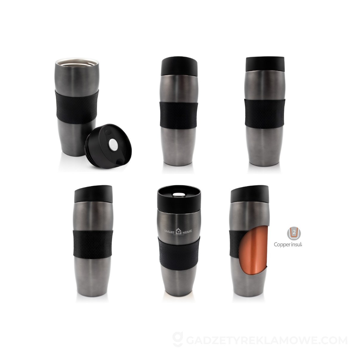 Kubek termiczny 375 ml Air Gifts | Jason - szary