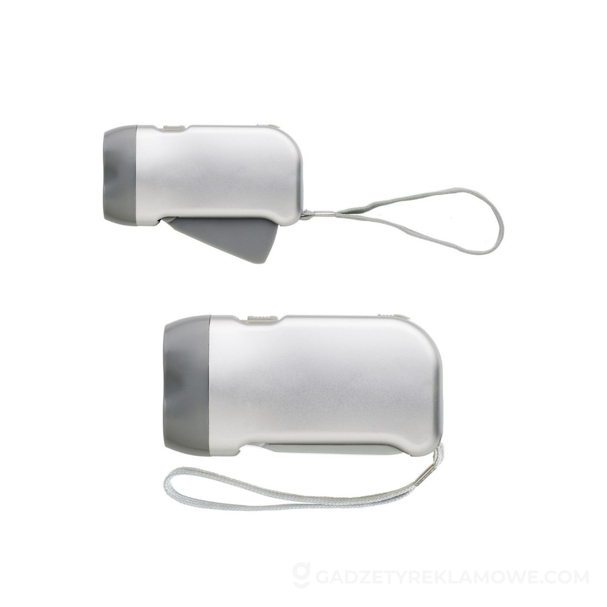 Latarka na dynamo 2 LED - srebrna