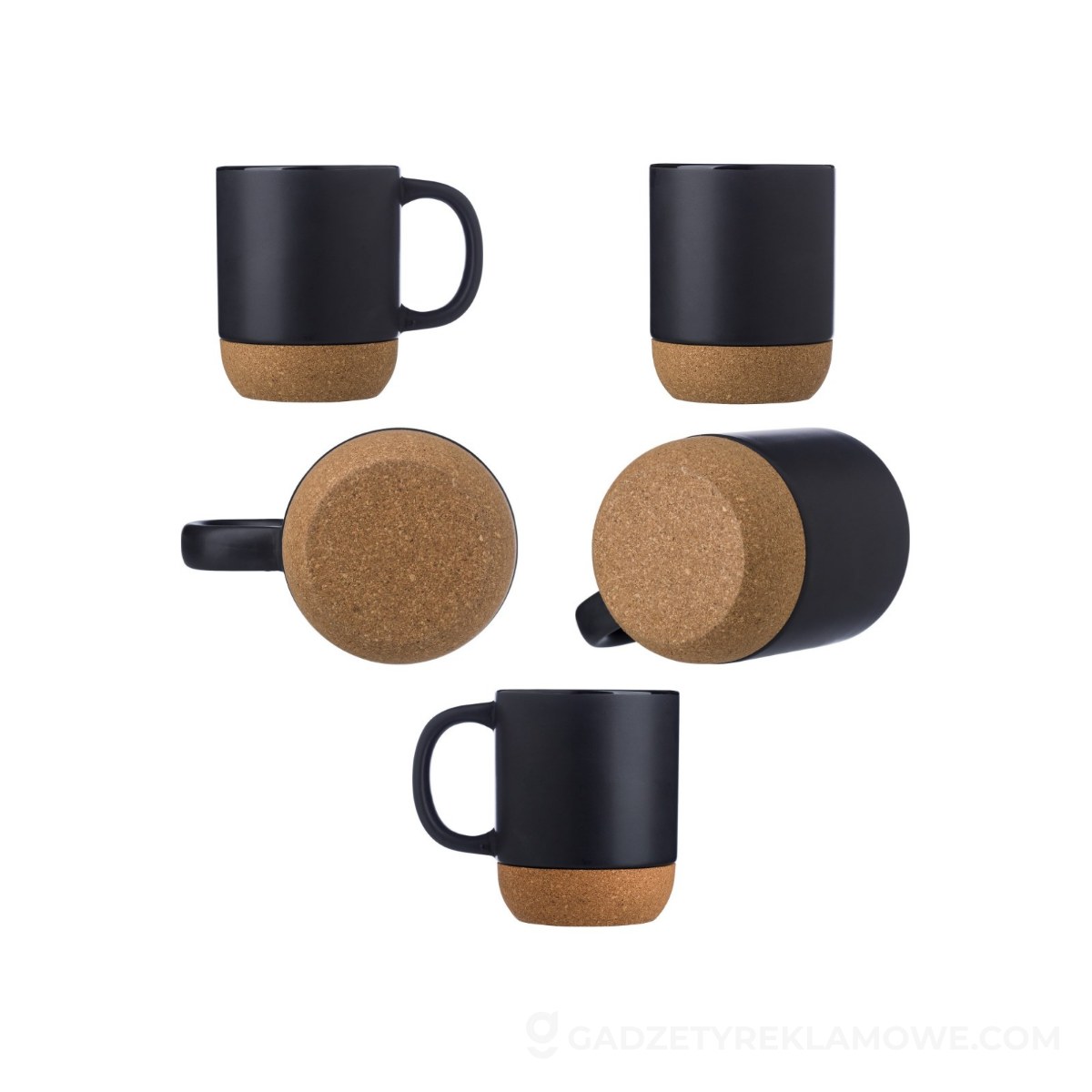 Kubek ceramiczny 300 ml z korkowym elementem - czarny