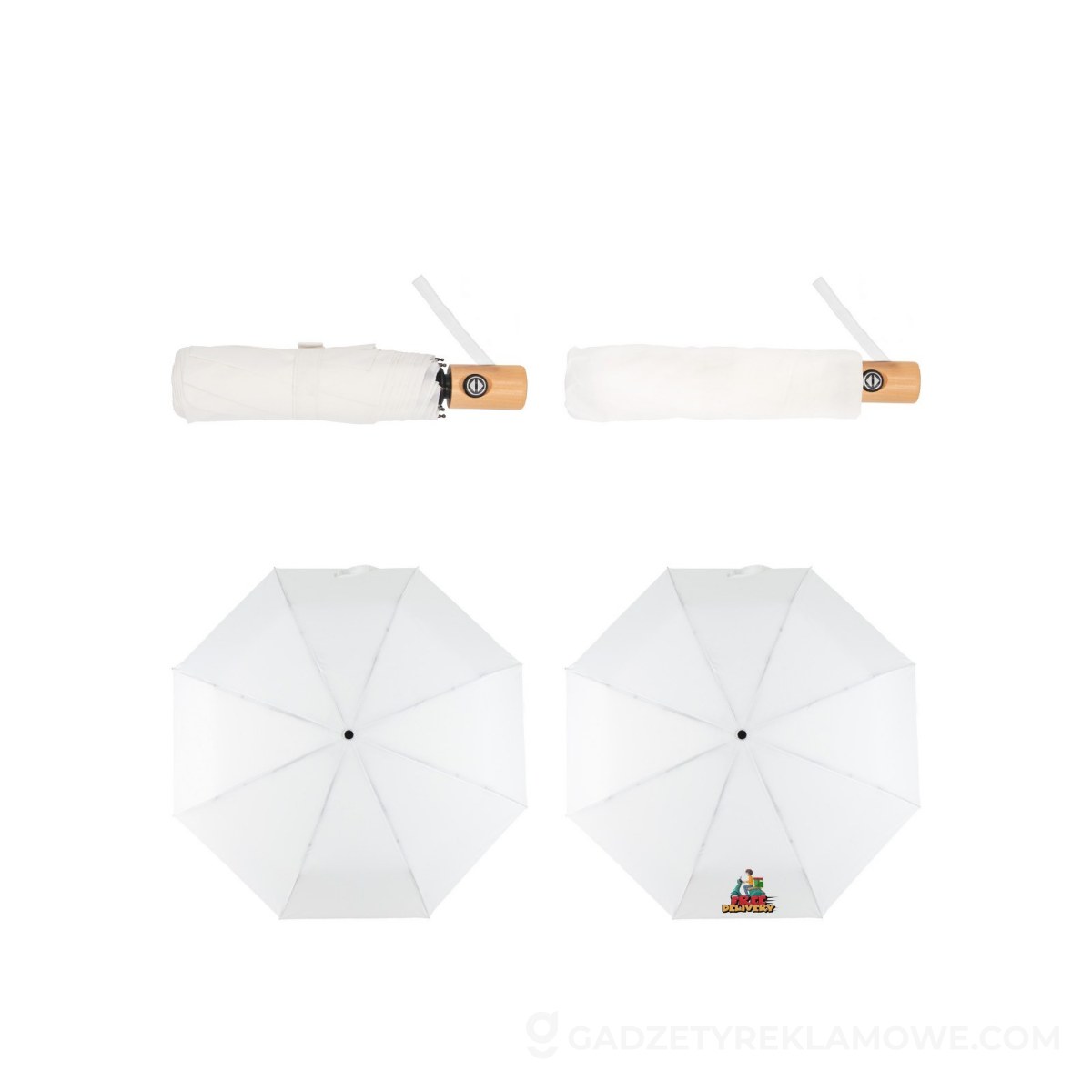 Parasol automatyczny RPET, składany | Nell - biały