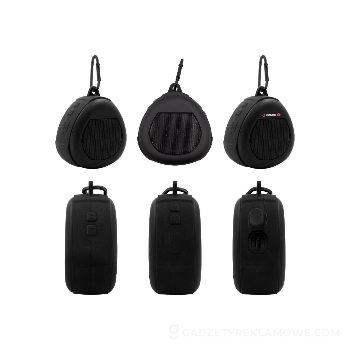 AXP-V7281-03-wariantu-watermark Głośnik bezprzewodowy 5W Air Gifts z karabińczykiem | Justice - czarny