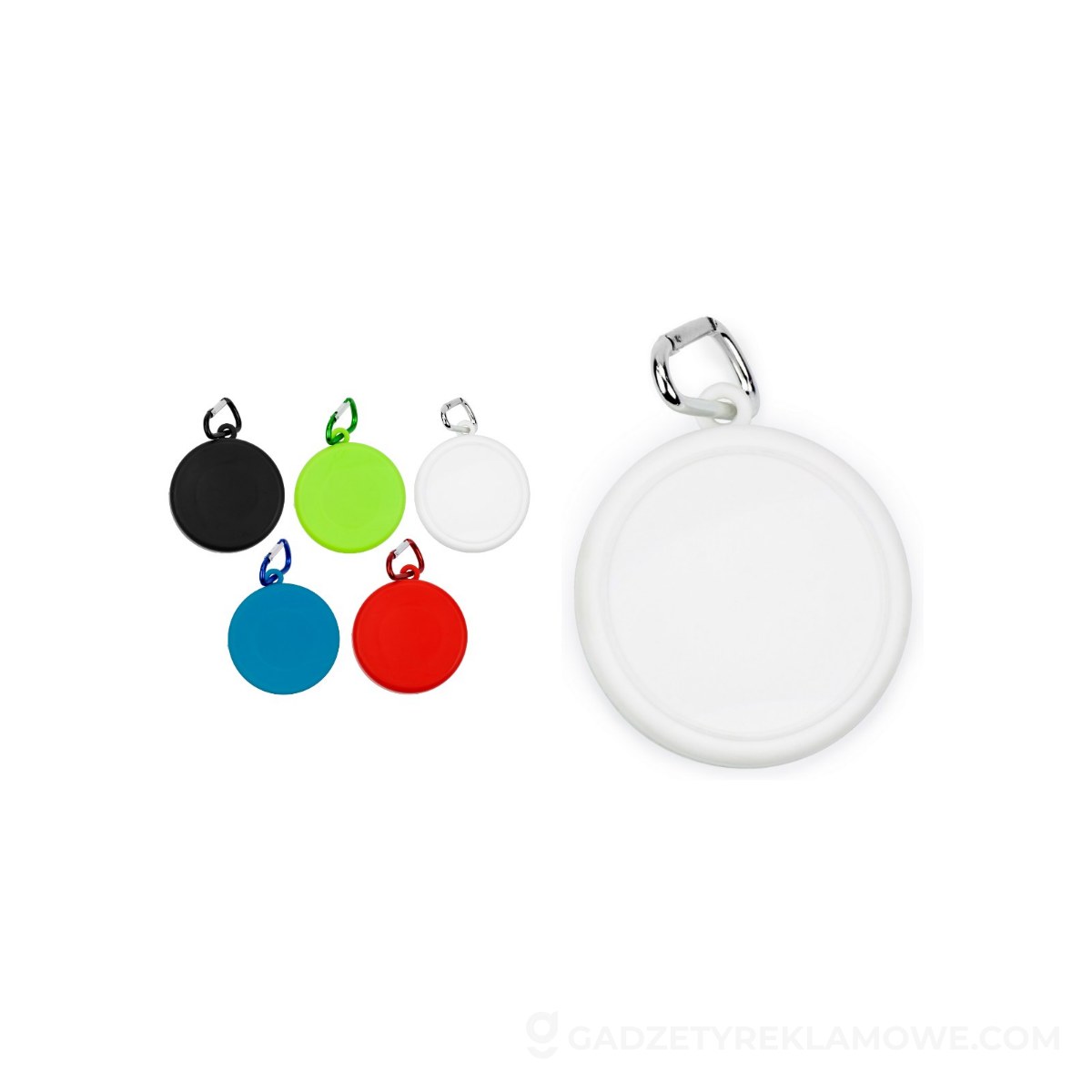 AXP-V7618-02-wariantu-watermark Składany kubek podróżny 220 ml z karabińczykiem - biały