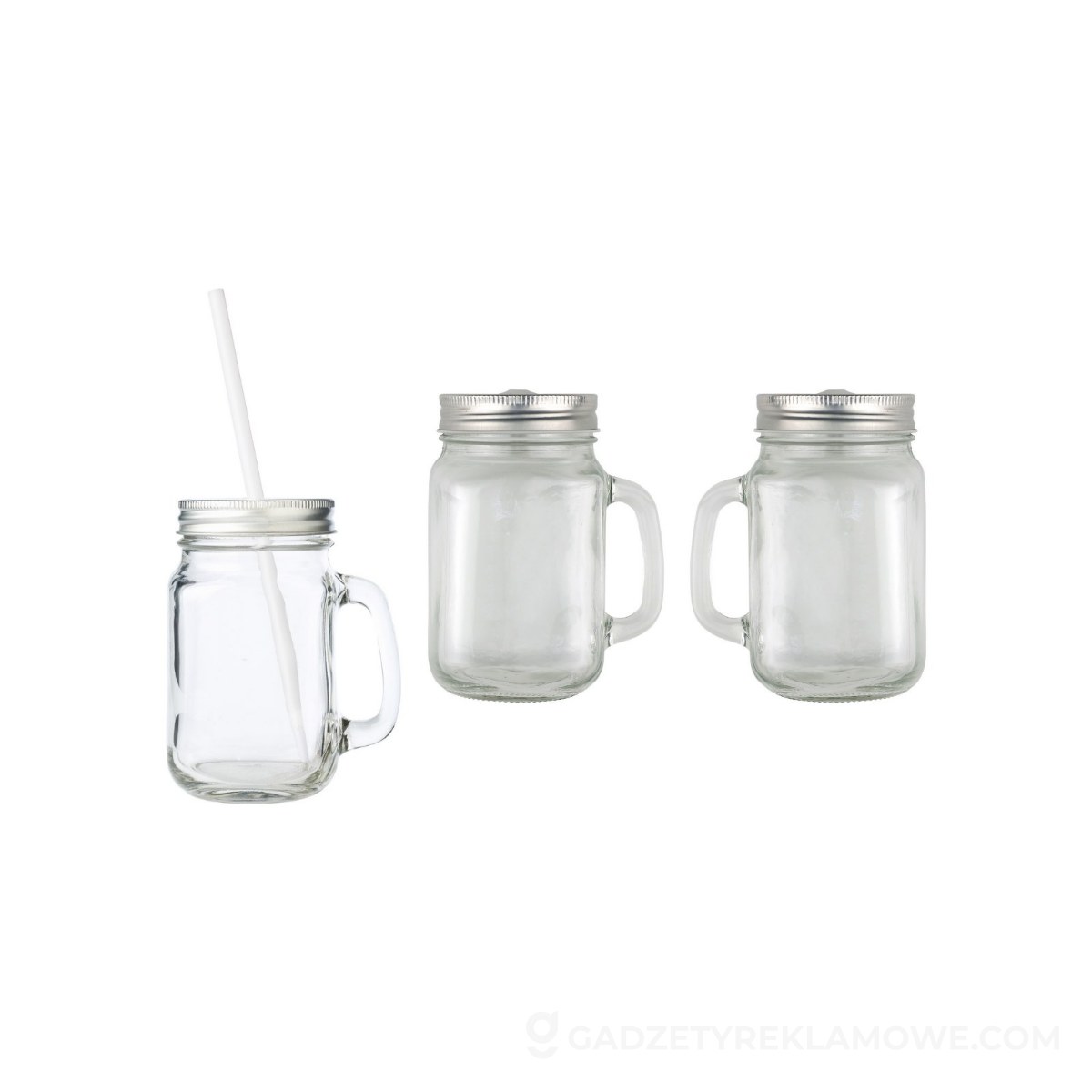 Słoik do picia 480 ml ze słomką - neutralny