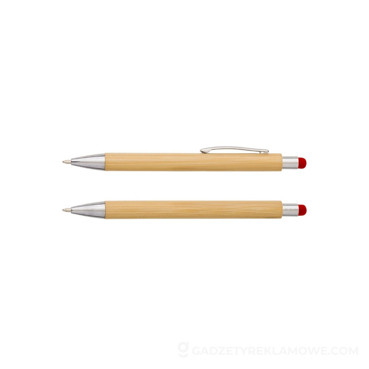 Bambusowy długopis, touch pen - czerwony