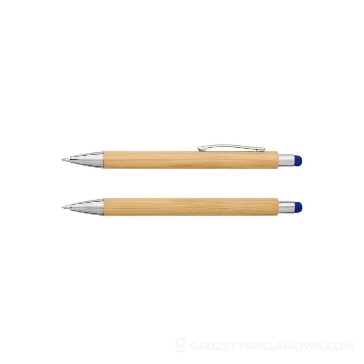 Bambusowy długopis, touch pen - niebieski