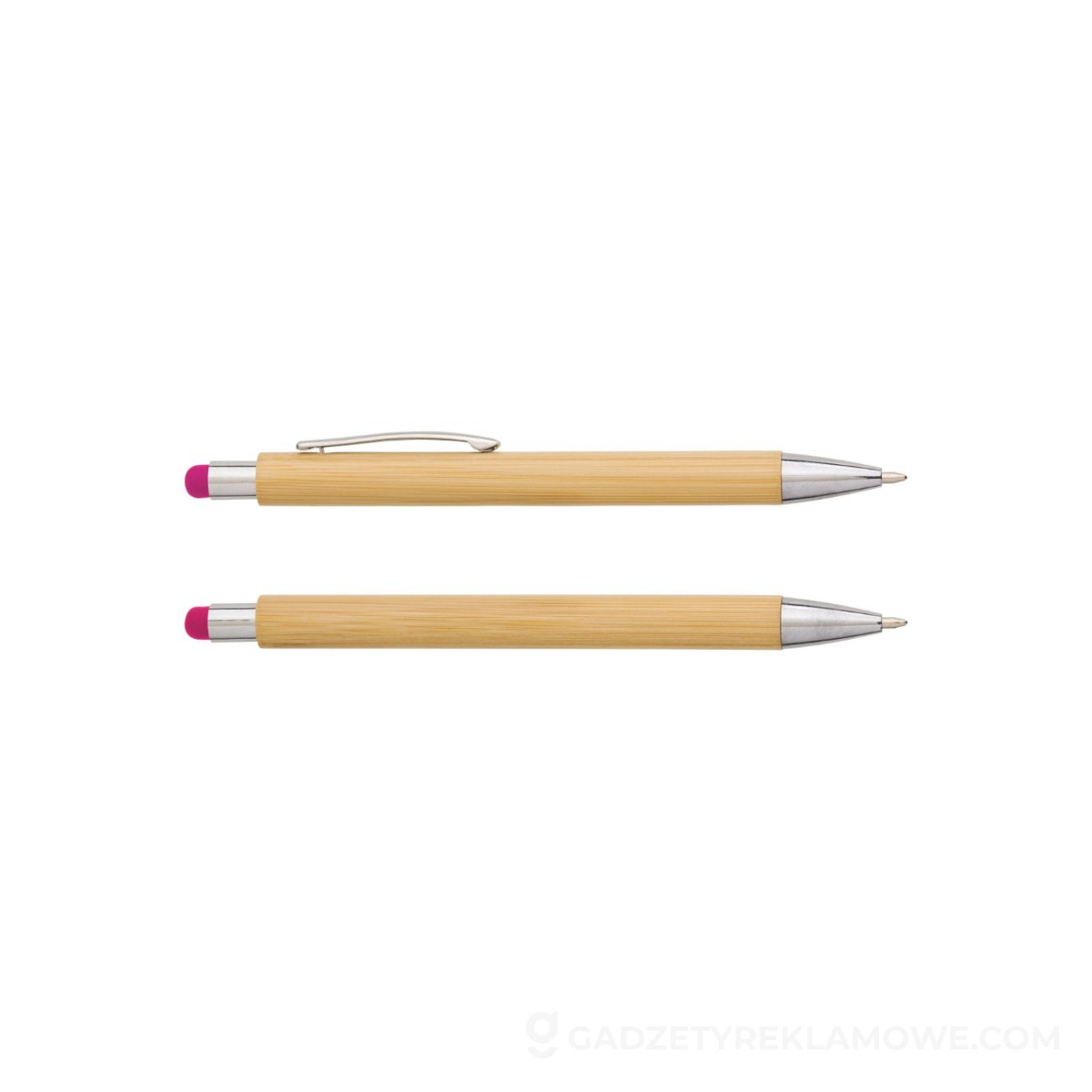 Bambusowy długopis, touch pen - fuksja