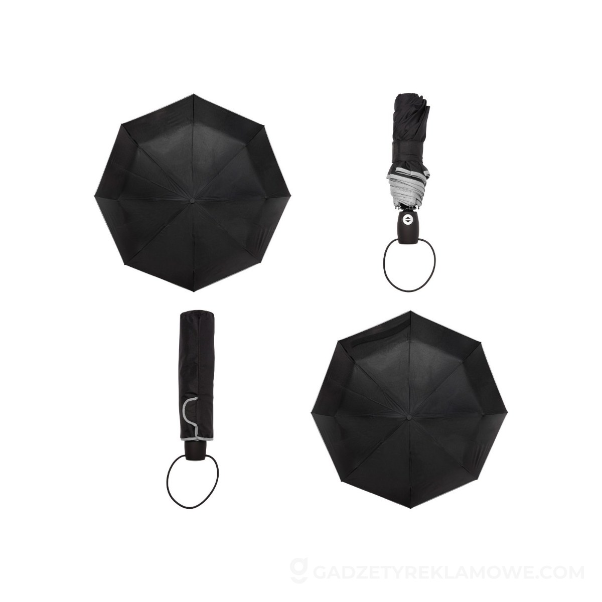 Wiatroodporny parasol automatyczny, składany - szary