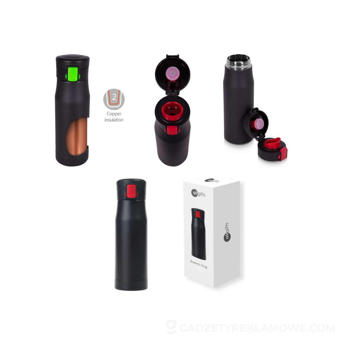 Kubek termiczny 550 ml Air Gifts | Angela - czerwony