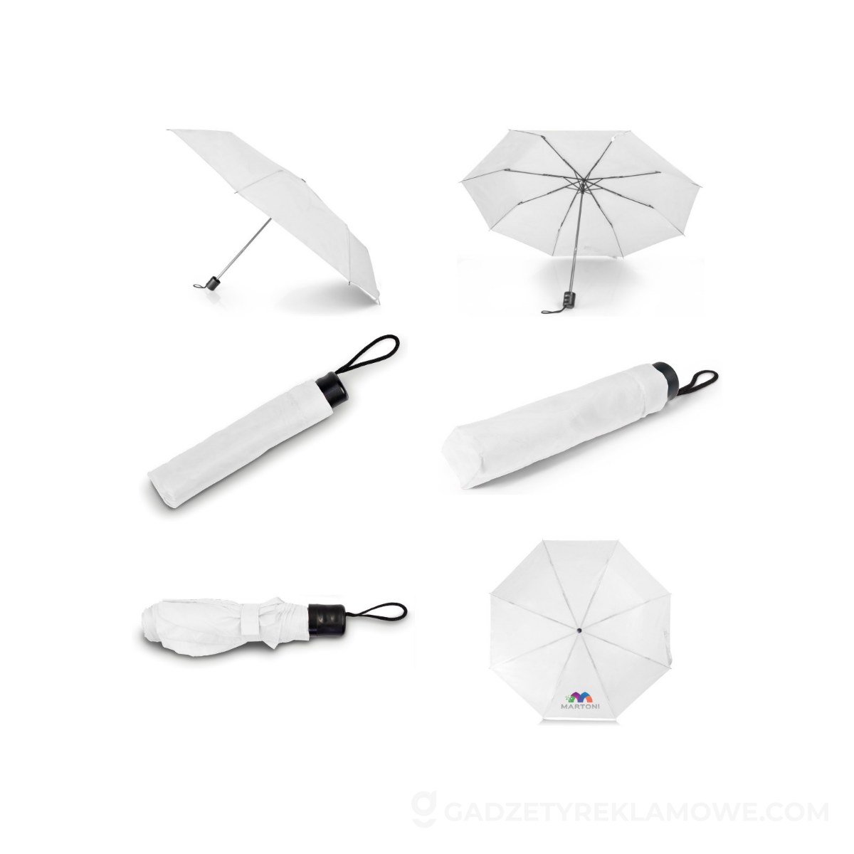 Parasol manualny, składany | Bores - biały