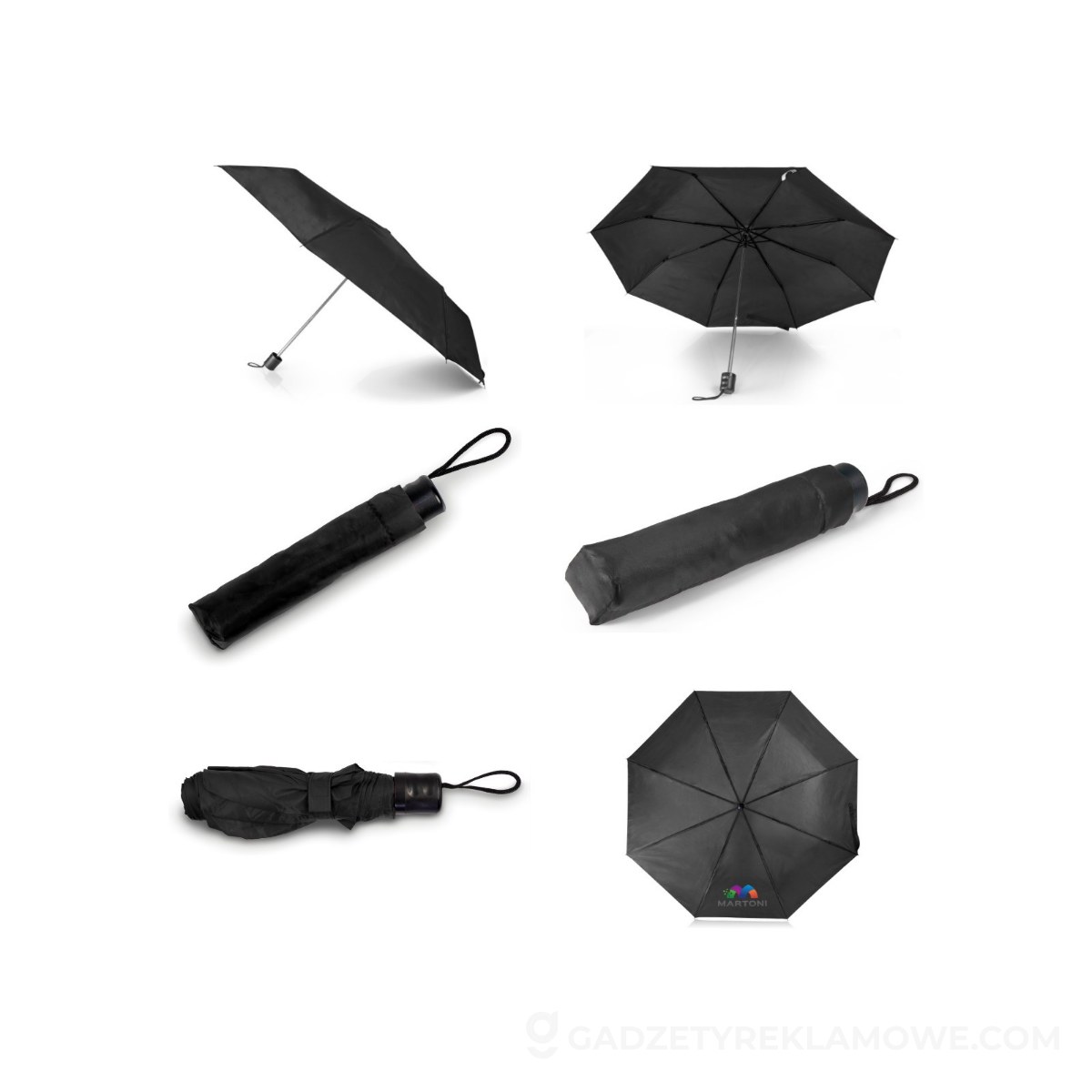 Parasol manualny, składany | Bores - czarny
