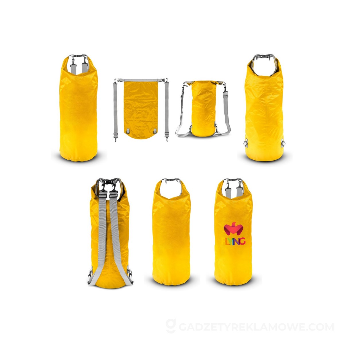 Wodoodporna torba, worek 20 L | Buklor - żółta