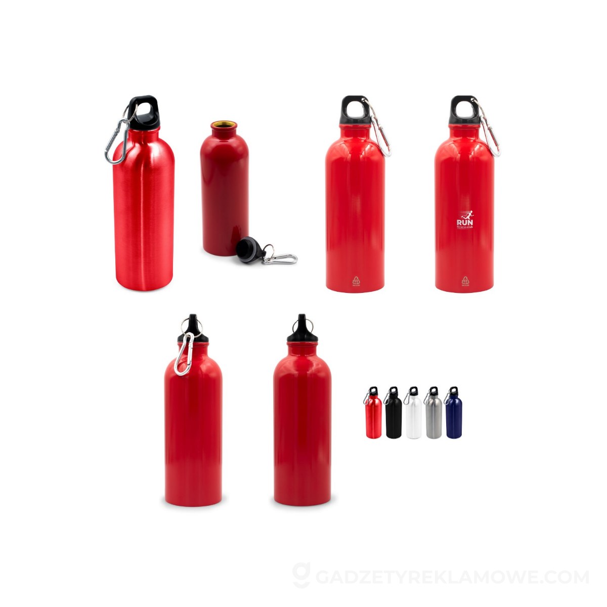 Butelka sportowa 500 ml z karabińczykiem | Brenda - czerwona