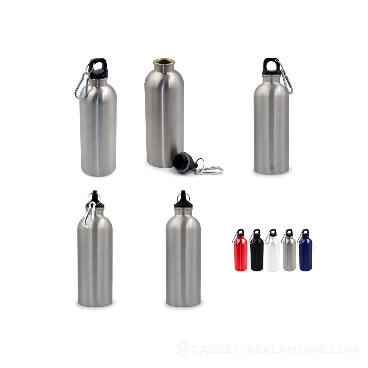 Butelka sportowa Brenda 500 ml z karabińczykiem - srebrna