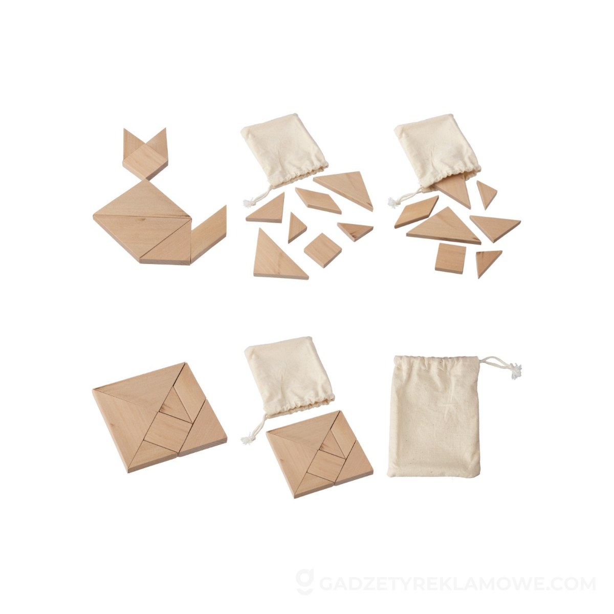 Puzzle tangram - brązowe