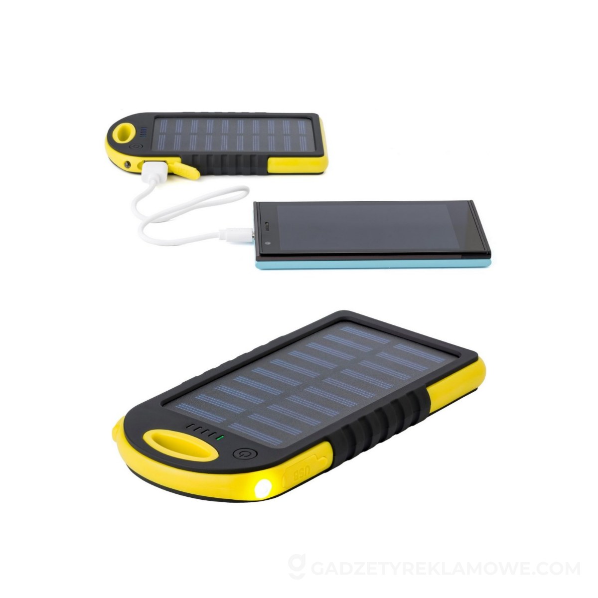 Power bank 4000 mAh z ładowarką słoneczną - żółty